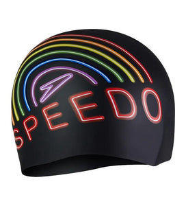 Pride Black Silicone Swim Cap