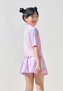S&L Floral Print Swim Skirt and Long Sleeve Rash Top