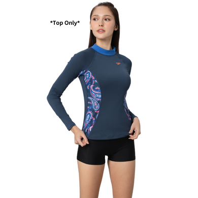 Printed Long Sleeve Rash Top Paisley Print (Spruce Blue)