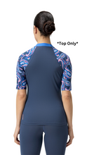 Load image into Gallery viewer, Printed Short Sleeve Rash Top Paisley Print (Spruce Blue)