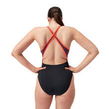 Load image into Gallery viewer, High Neck Splice Cross Back Swimsuit