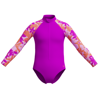 Girls Long Sleeve Swimsuit (Kaluna Floral/Diva)