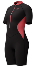 Load image into Gallery viewer, Zip Front Short Sleeve Kneesuit (Black/Coral Sands)