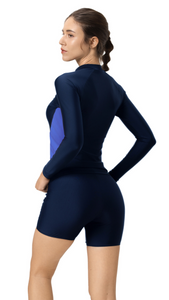 Long Sleeve Rash Top and Jammer Set (True Navy/Cobalt Pop)