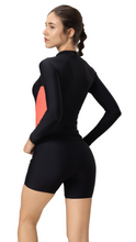 Load image into Gallery viewer, Long Sleeve Rash Top and Jammer Set (Black/Coral Sands)