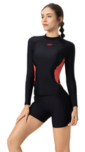 Load image into Gallery viewer, Long Sleeve Rash Top and Jammer Set (Black/Coral Sands)