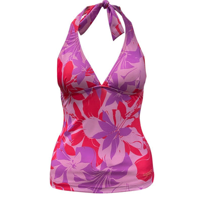 Retro Halter Tankini Adult Female (Kaluna Floral Raspberry Fill)