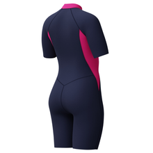 Load image into Gallery viewer, Neon Pink  Zip Front Short Sleeve Kneesuit