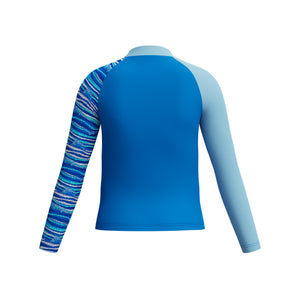 Hidden Fin Lagoon Blue Boys Printed Long Sleeve Rash Top