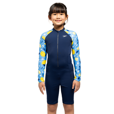 Splash & Learn 2.0 Girls Printed All-In-One Sun Suit 1Pc (Diplomatique/Lemon Printed)