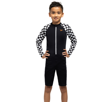 Splash & Learn 2.0 Boys Printed All-In-One Sun Suit 1pc (Black/White)