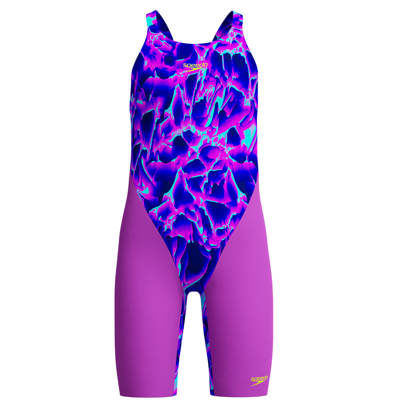 Costume Da Bagno Speedo Fastskin Junior Endurance+ – Kneeskin Openback Per Ragazze, Blu E Viola