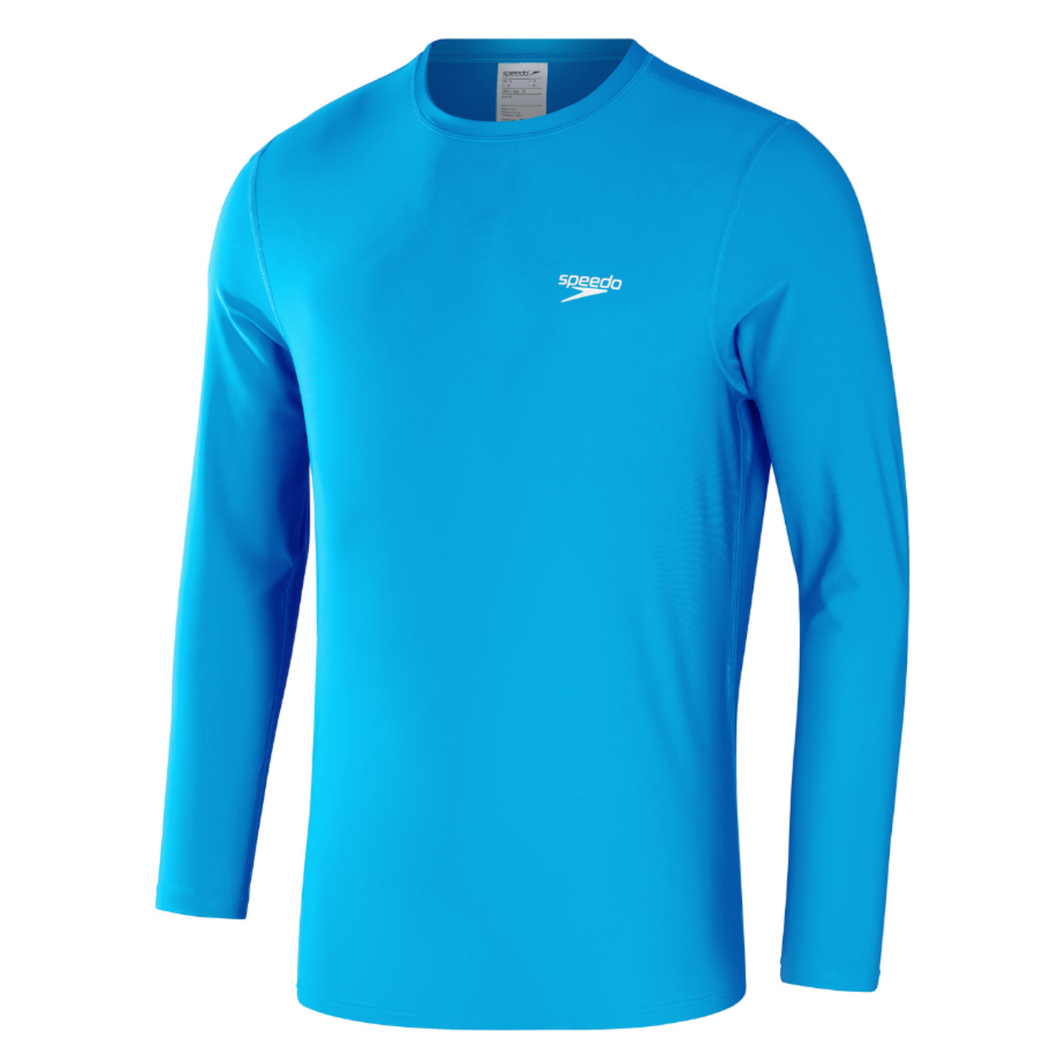 Printed Long Sleeve Swim Tee (Baja Blue/White)