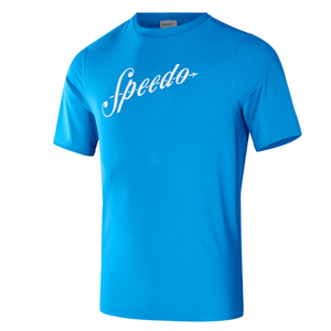 Printed Short Sleeve Swim Tee (Baja Blue/White)