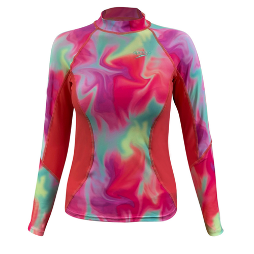 Printed Long Sleeve Rash (Hula Blend Coral Sands)