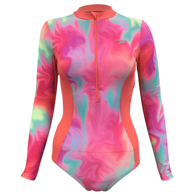 Printed Long Sleeve Wrap Back 1PC (Hula Blend/Coral Sands)