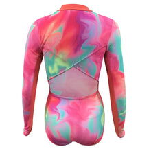 Load image into Gallery viewer, Printed Long Sleeve Wrap Back 1PC (Hula Blend/Coral Sands)