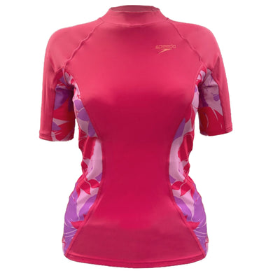 Printed Short Sleeve Rash Top (Kaluna Floral Raspberry Fill)