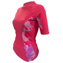 Load image into Gallery viewer, Printed Short Sleeve Rash Top (Kaluna Floral Raspberry Fill)