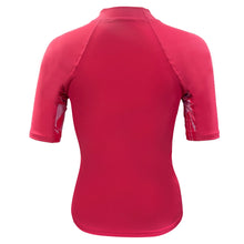 Load image into Gallery viewer, Printed Short Sleeve Rash Top (Kaluna Floral Raspberry Fill)