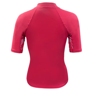 Printed Short Sleeve Rash Top (Kaluna Floral Raspberry Fill)
