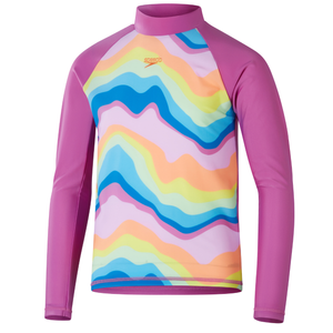 Botanical Print Girls Printed Long Sleeve Rash Top (Kiki Pink)