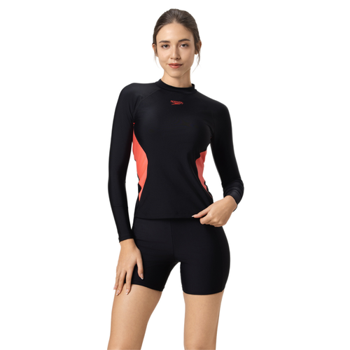 Long Sleeve Rash Top and Jammer Set (Black/Coral Sands)
