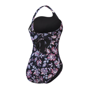 Asymmetric Shaping (Floral Print/Black)