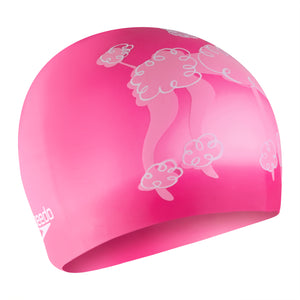 Junior Bloominous Pink Printed Silicone Swimcap