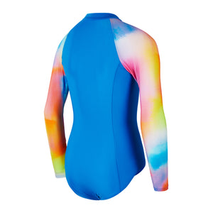 Botanical Ombre Girls Long Sleeve Swimsuit (Punch Blue)