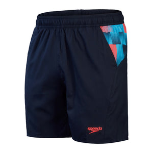 True Navy Pixelated Print Panel 16" Watershort