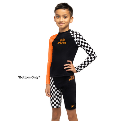 Splash & Learn 2.0 Boys Printed Jammer (Black/Papaya/White)