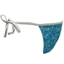 Load image into Gallery viewer, Tie Side Tri Bikini Bottom (Rococco Curaco/ White)