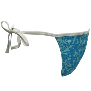 Tie Side Tri Bikini Bottom (Rococco Curaco/ White)