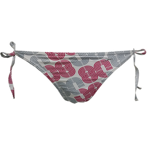 Tie Side Tri Bikini Bottom (White/Pop Pink)