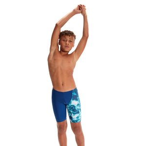 Boys Tie Dye Digital Allover V-Cut Jammer (Ammonite Blue)