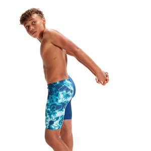 Boys Tie Dye Digital Allover V-Cut Jammer (Ammonite Blue)