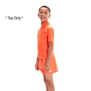 Boys Boost Orange Printed Short Sleeve Rash Top