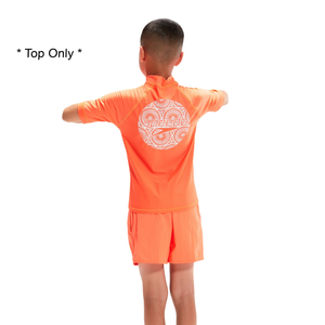 Boys Boost Orange Printed Short Sleeve Rash Top
