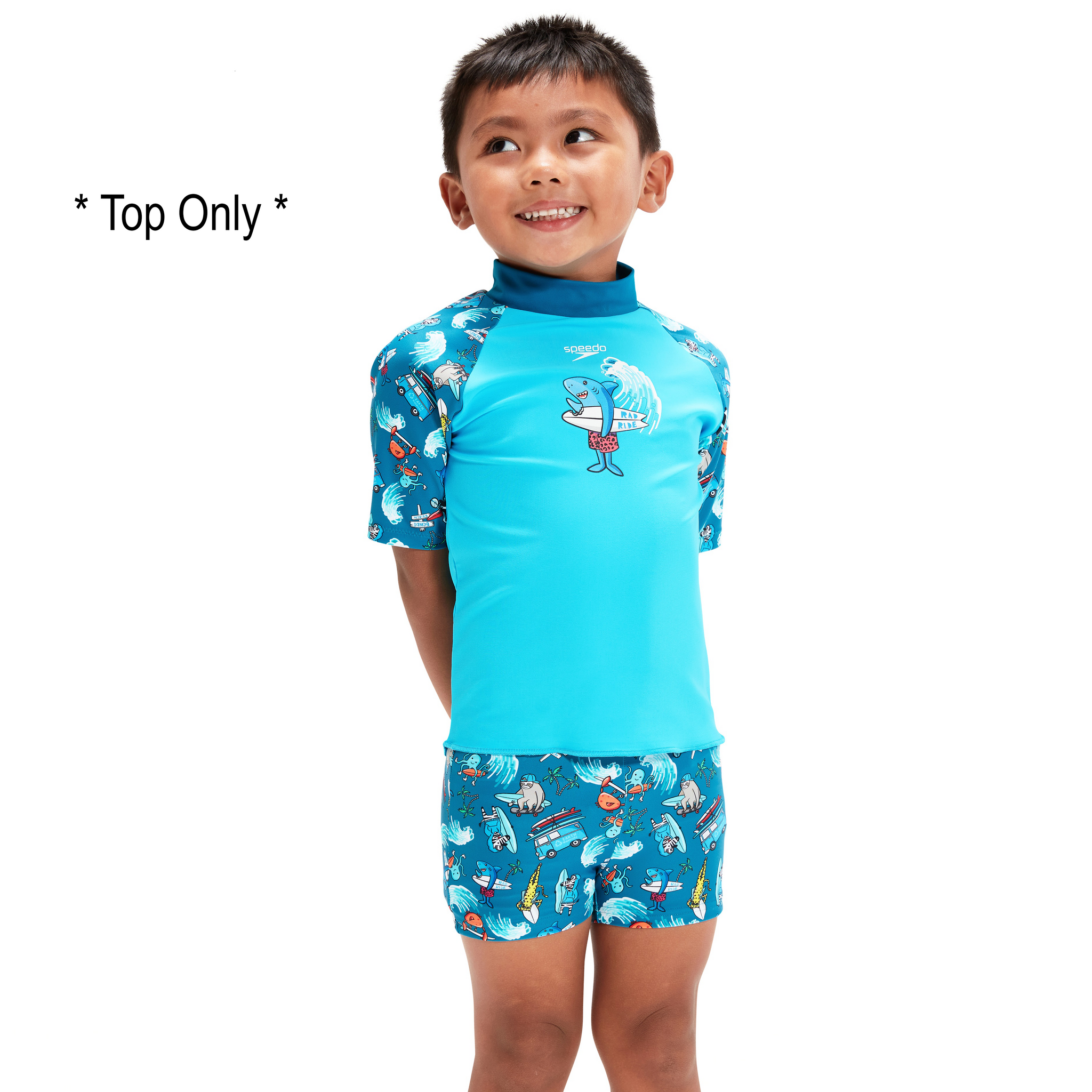 Rad Ride Allover Short Sleeve Printed Rash Top Set