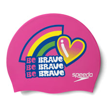 Load image into Gallery viewer, Be Brave Jr Slogan Silicone Swimcap