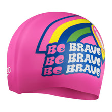 Load image into Gallery viewer, Be Brave Jr Slogan Silicone Swimcap