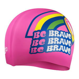 Be Brave Jr Slogan Silicone Swimcap