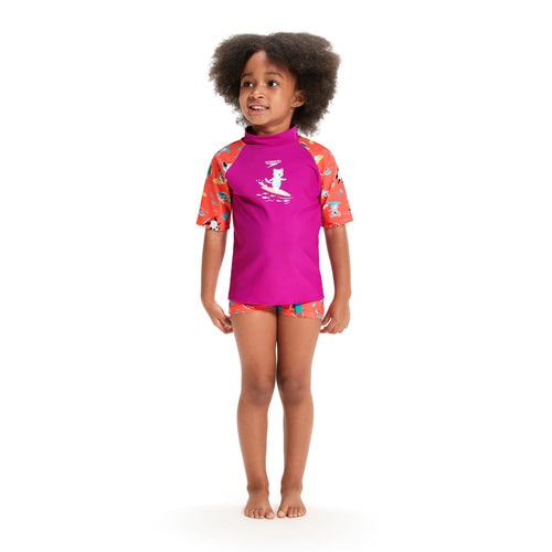 Surfs Up Short Sleeve Printed Rash Top Set